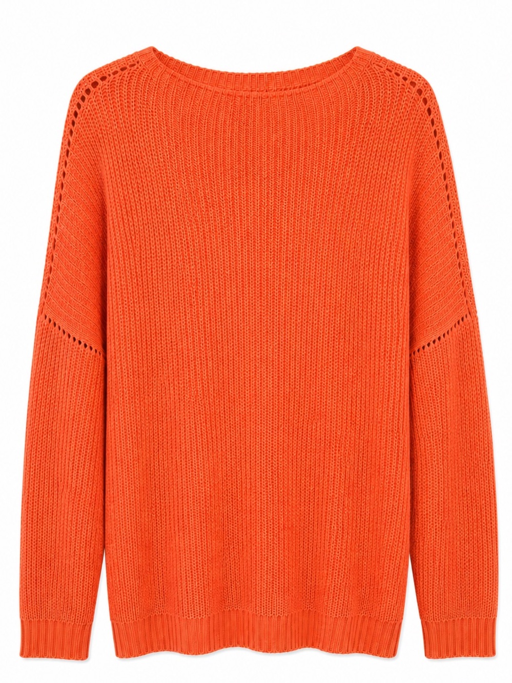 Oversized Women's Crewneck Sweater in Bright Orangey Pink